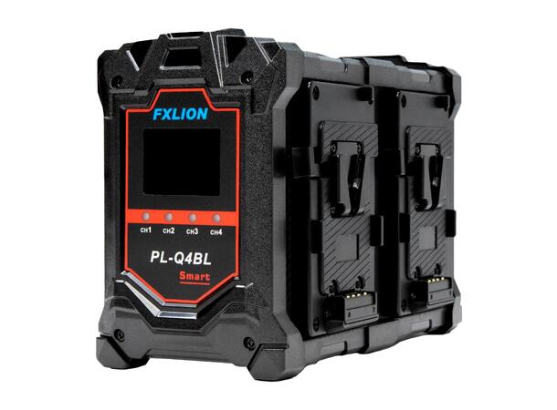 FXLION PL-Q4BL quad V-Lock hurtiglader 4 x 16.8V, 4A. Med Oled display